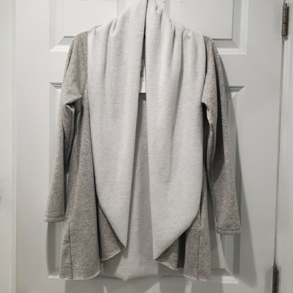 Drew Heathered Gray Jersey & Fleece Shawl Collared Cardigan Sz S